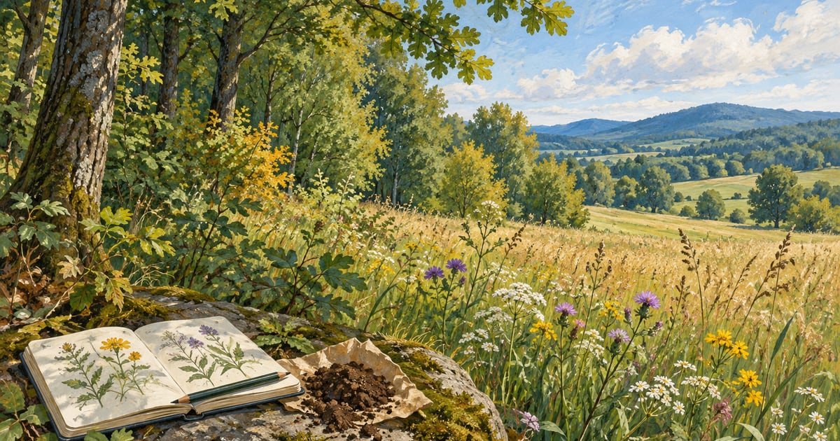 O margine de pădure și o pajiște europeană evocă legătura dintre vegetație și sol.