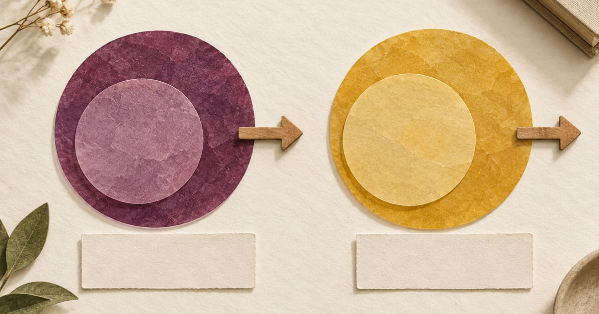 Cercuri incluse și săgeți decorative pe cartonașe, ca ilustrație conceptuală despre sensul includerii.