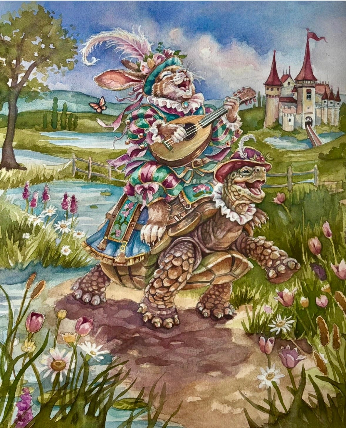 Edimar and Ubertine see Camelot, watercolor painting by Bethany Bartholomew