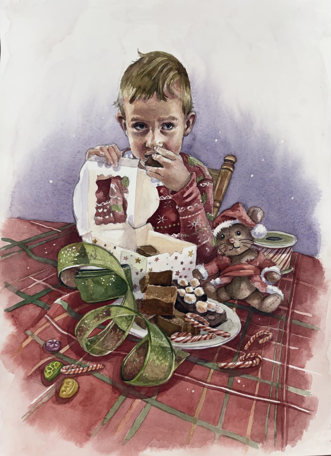 Last Piece of Fudge, watercolor painting by Bethany Bartholomew