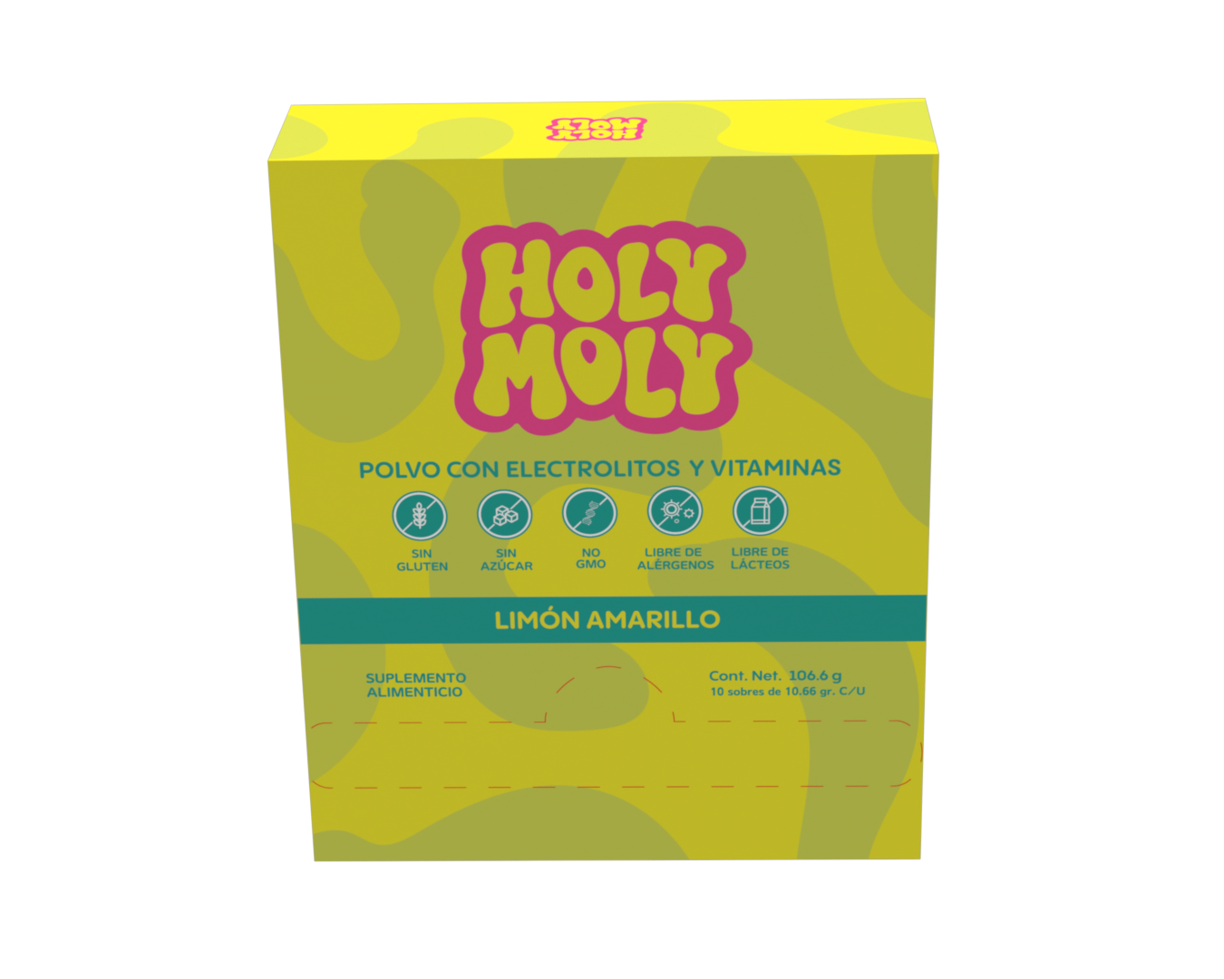 Holy Moly Sabor Limón Amarillo - Caja con 10 sobres 
