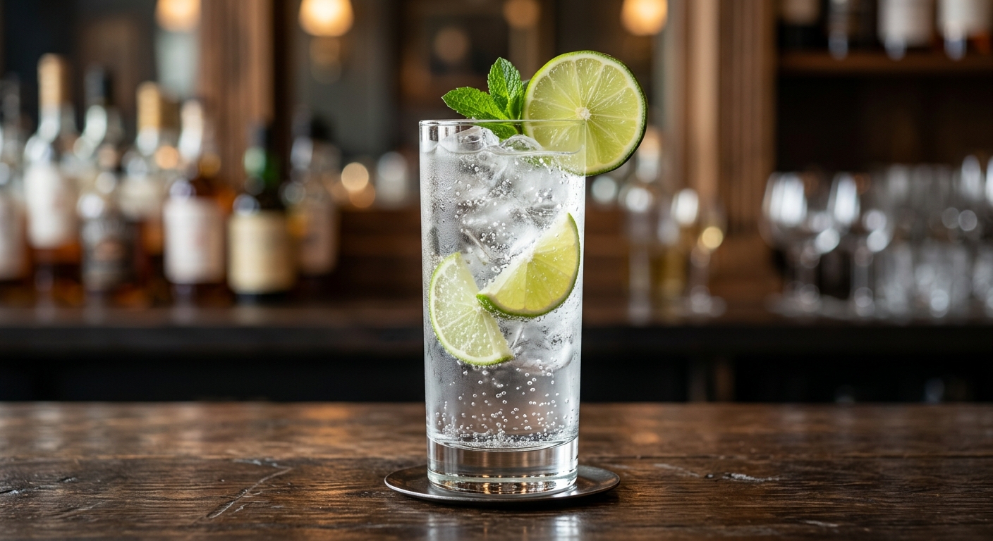 Vodka Soda with Lime cocktail