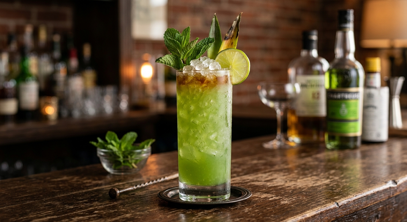 Green Chartreuse Swizzle cocktail
