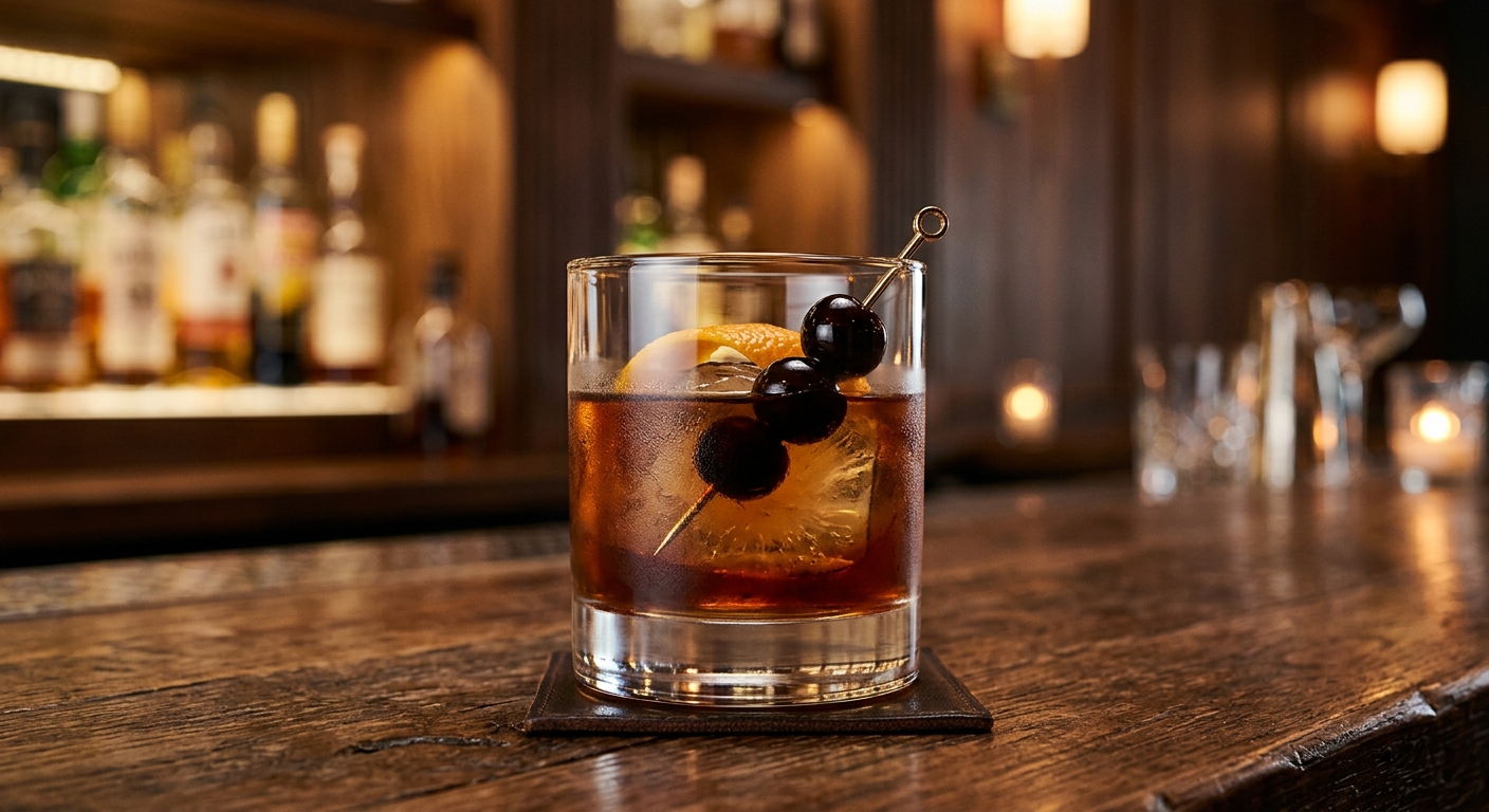 Black Manhattan cocktail
