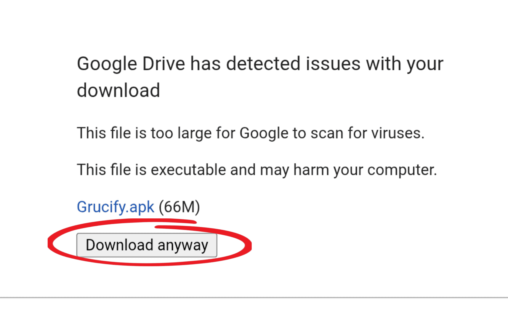 Download Anyway Confirmation