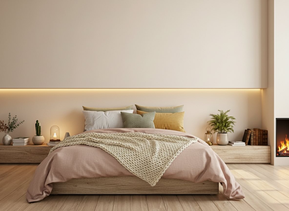 A bedroom after being redecorated in a modern style.