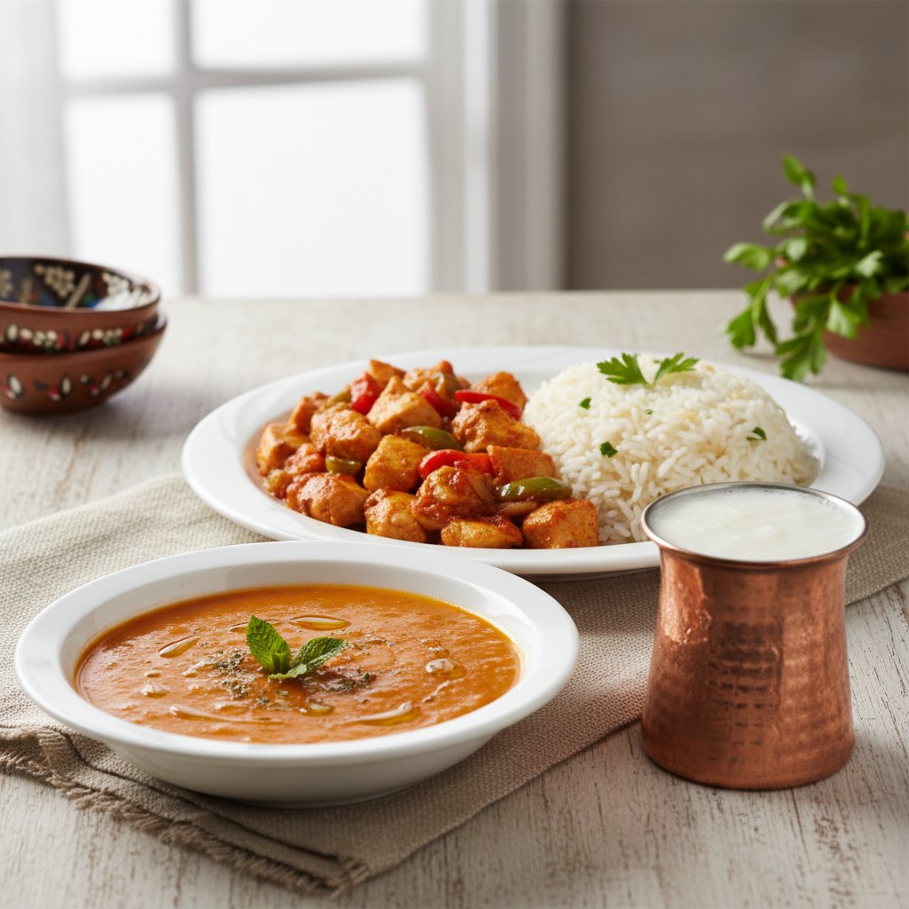 Mercimek Çorbası -Tavuk Sote - Pirinç Pilavı- Ayran