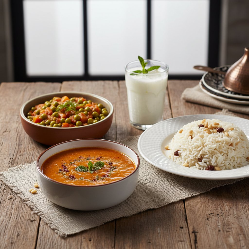 Ezogelin Çorbası - Bezelye - P.Pilavı - Ayran