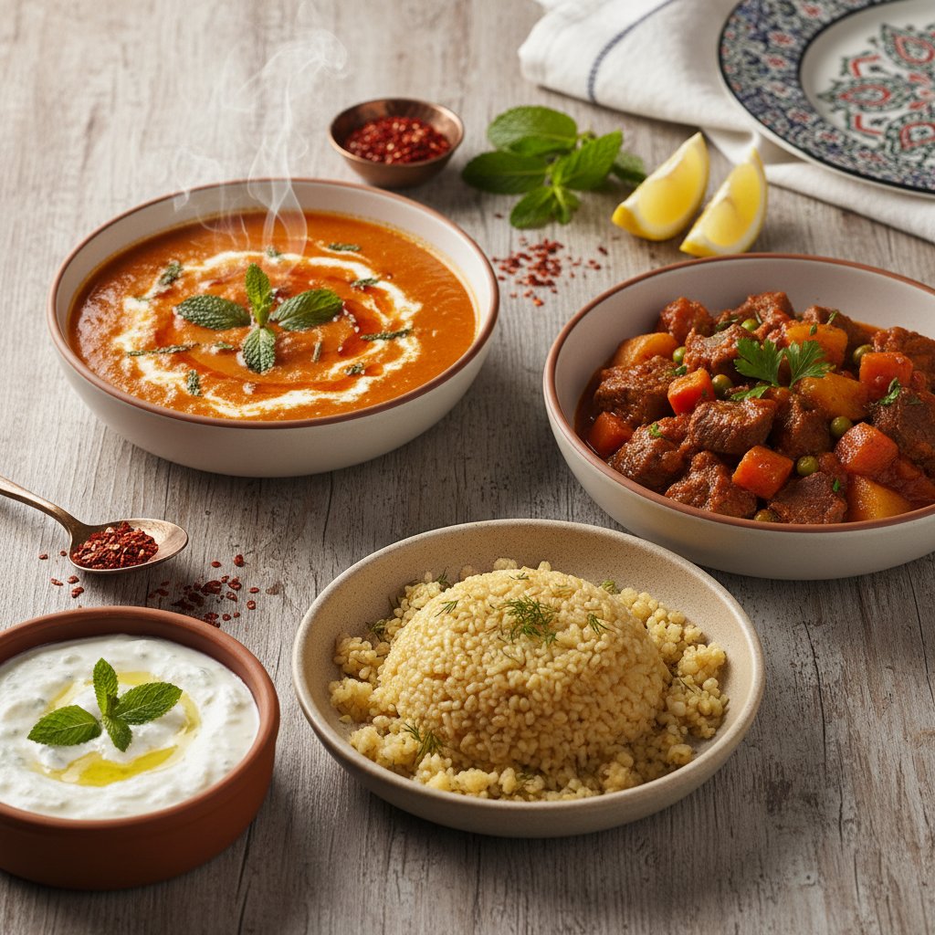 Ezogelin Çorba - Tas Kebabı - Bulgur Pilavı- Cacık