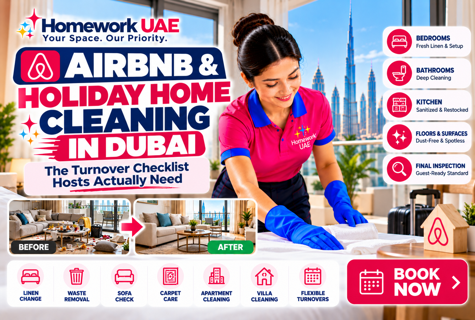Airbnb & Holiday Home Cleaning in Dubai: The Turnover Checklist Hosts Actually Need
