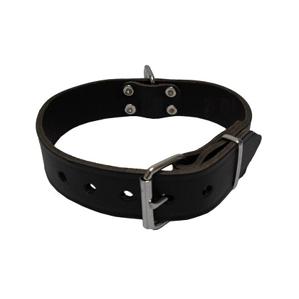 Halsband zwart leder 65 cm x 30 mm