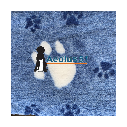 Vetbed 3-kleur 100 x 75 cm blauw pootjes klein en groot