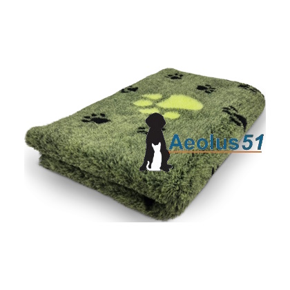 Vetbed 3-kleur 100 x 75 cm mosgroen pootjes  klein en groot