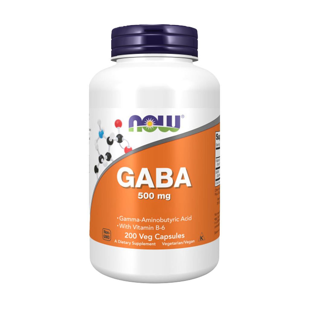 NOW Foods GABA 500 mg + Vitamin B6 Vegetarian Kapseler
