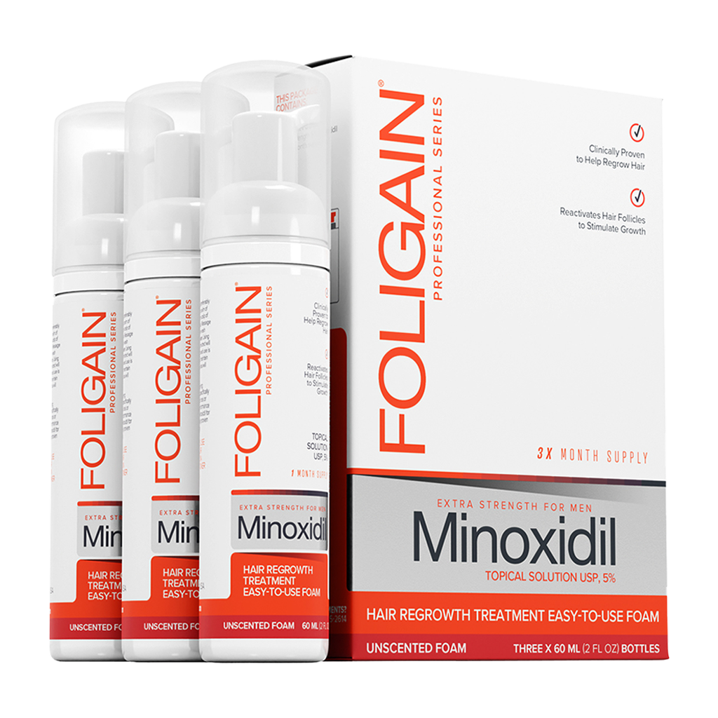 Minoxidil 5% hårvækstskum til mænd (3x60 ml)