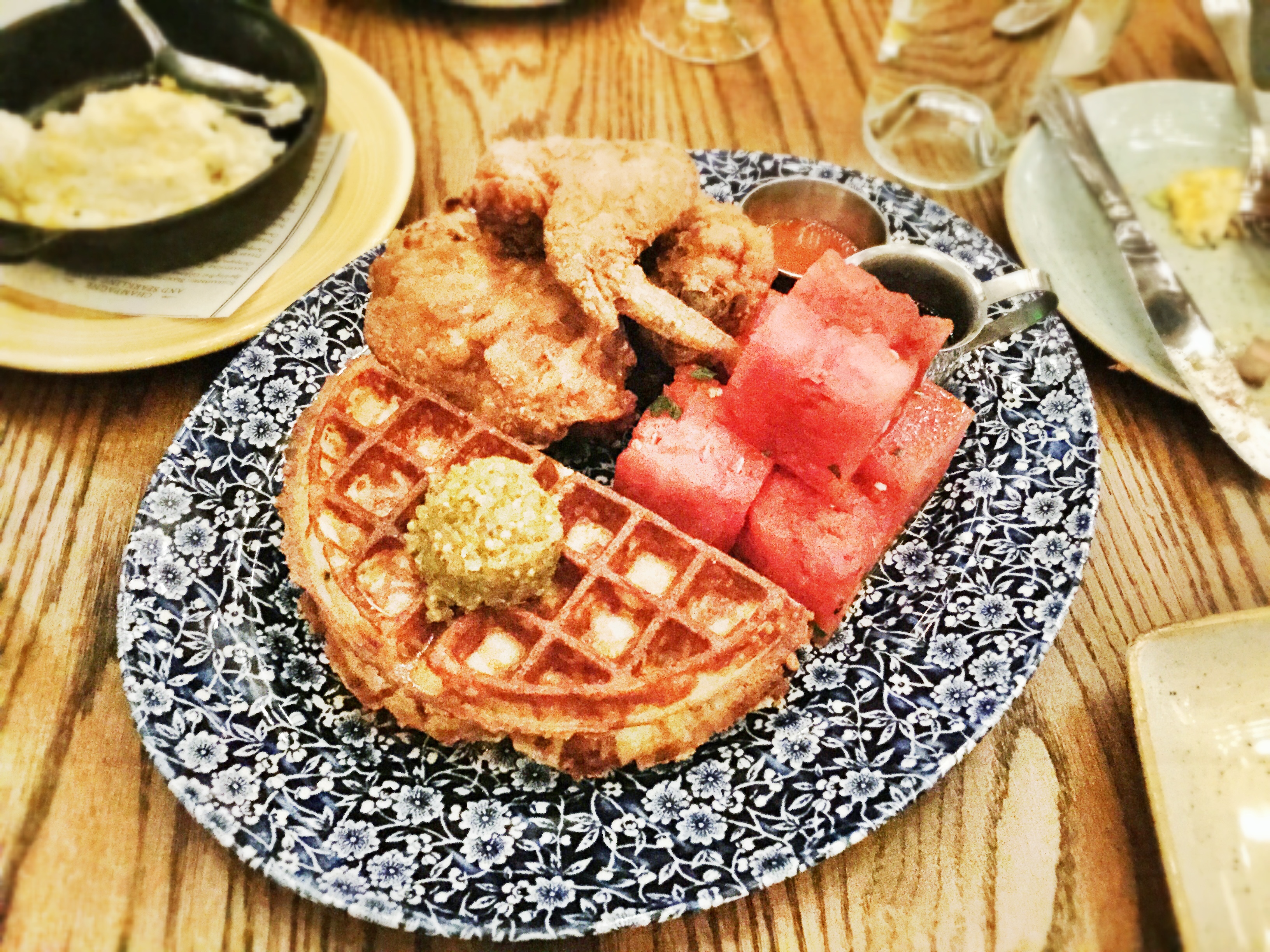 chicken, waffles at yardbird