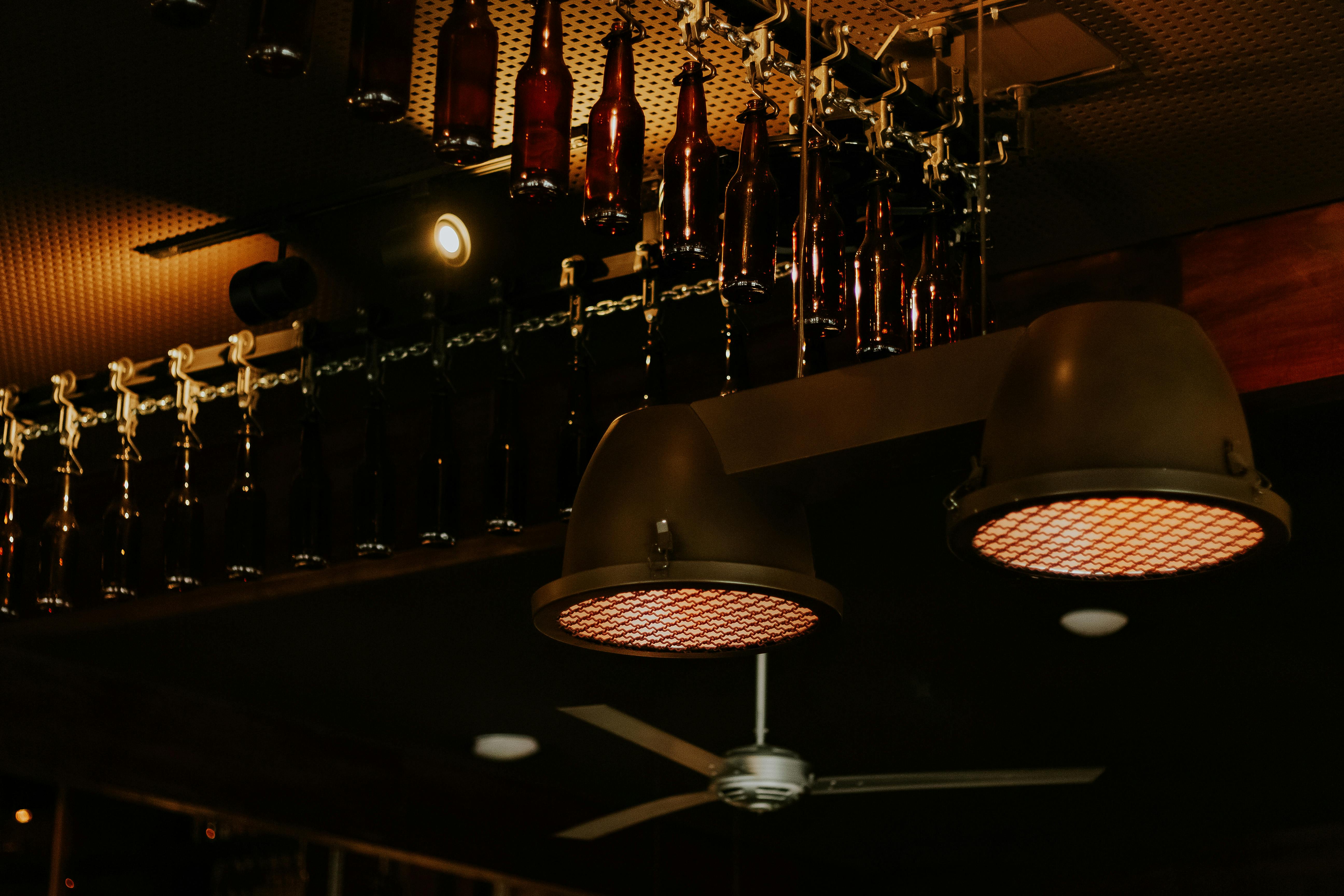 two-round-black-metal-pendant-lamps