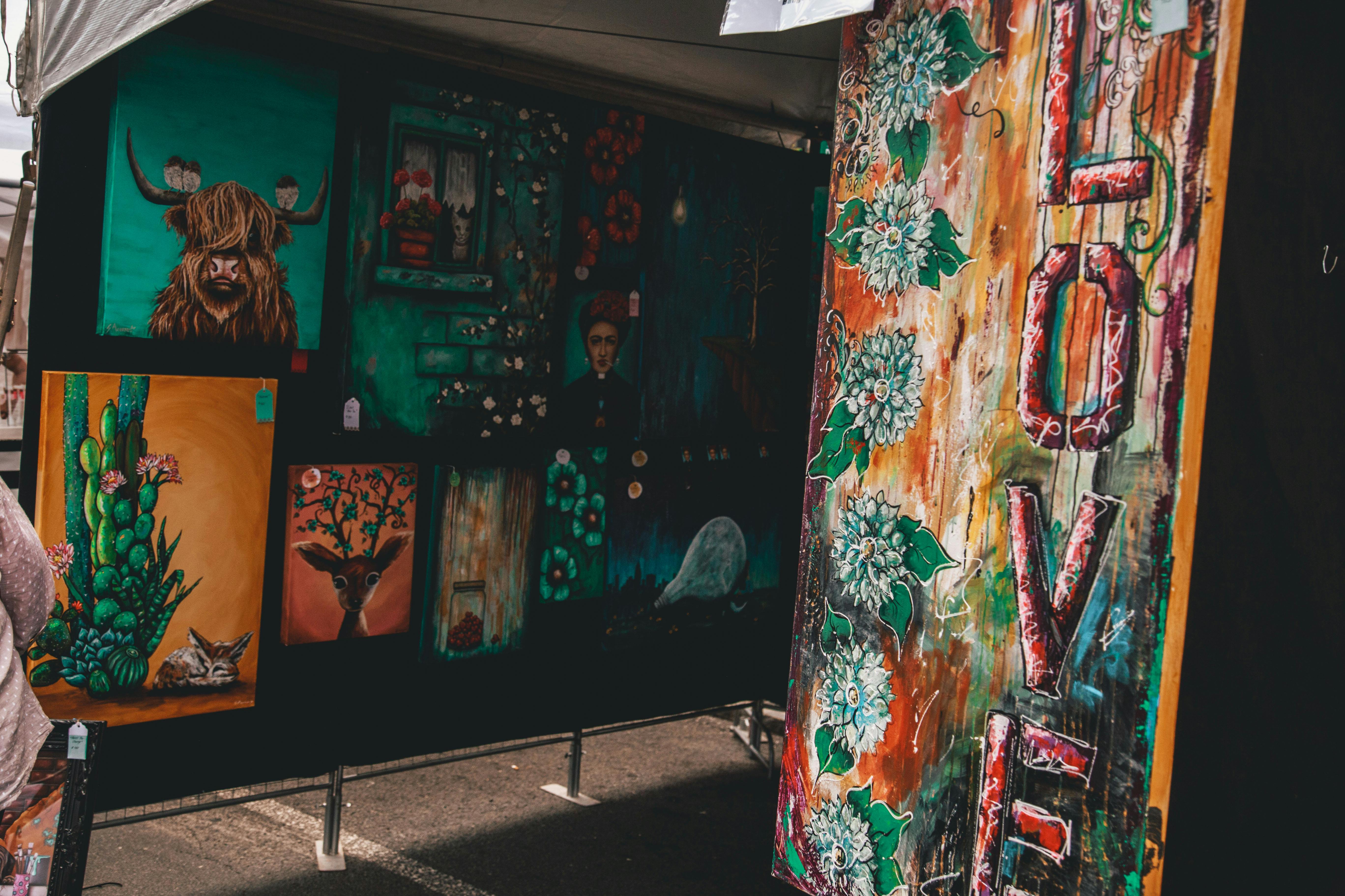 assorted-color-paintings