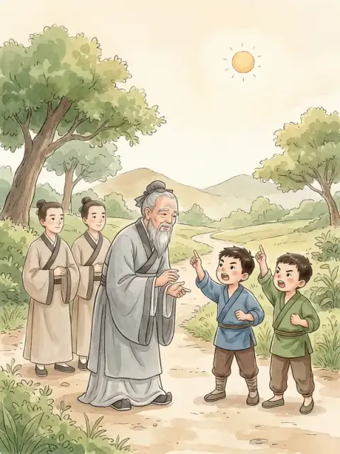Confucius and the Two Children Arguing About the Sun
