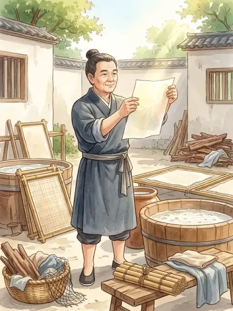 Cai Lun Makes Paper