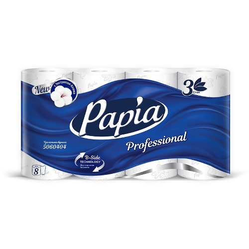 ТУАЛЕТНАЯ БУМАГА PAPIA 3 СЛ. 8 РУЛ X 7 УПАК