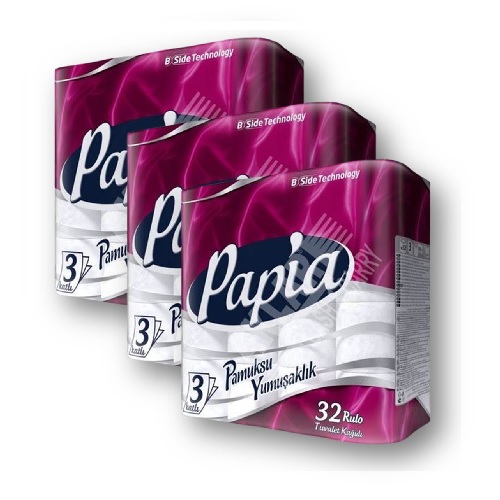 ТУАЛЕТНАЯ БУМАГА PAPIA 3 СЛ. 32 РУЛ X 3 ПАЧКА
