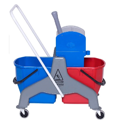 ТЕЛЕЖКА ДВУХВЕДЕРНАЯ С ПЛАСТИК.ПРЕССОМ СЕРАЯ 25Л