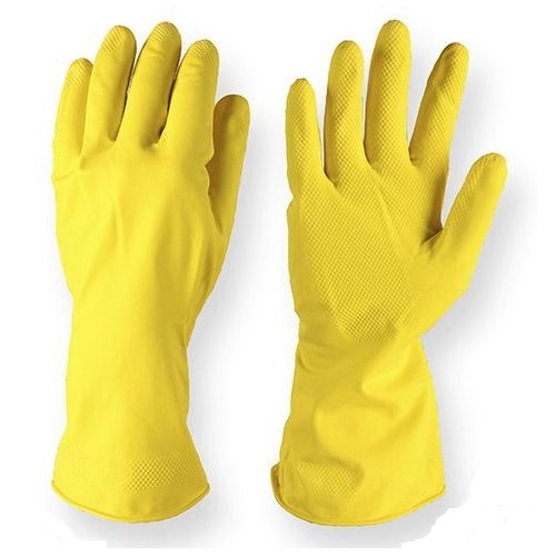ПЕРЧАТКИ РЕЗИНОВЫЕ ЖЕЛТЫЕ - S СРЕДНЕЙ ТОЛЩИНЫ