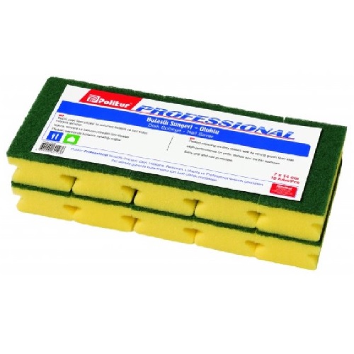 ГУБКА ДЛЯ МЫТЬЯ ПОСУДЫ ЗЕЛЕНАЯ 7Х14 (10 ШТ)