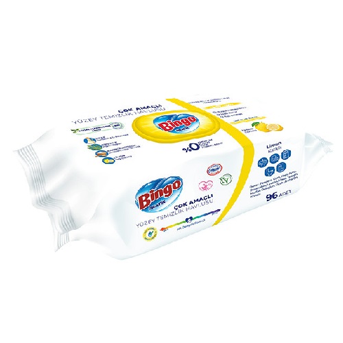 ПОЛОТЕНЦА ВЛАЖНЫЕ ОЧИЩАЮЩИЕ BINGO ЛИМОН 96 ШТ