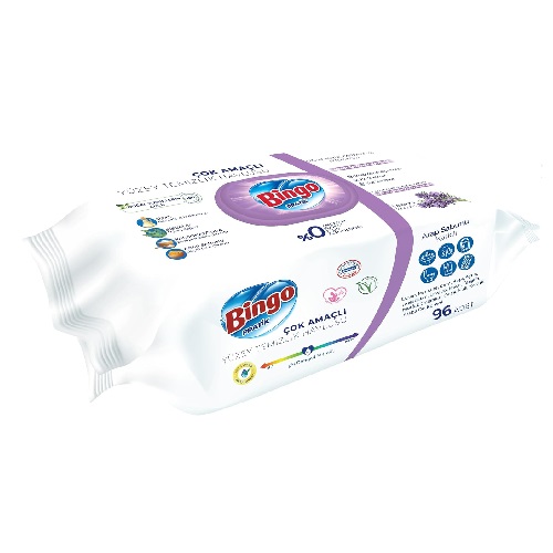 ПОЛОТЕНЦА ВЛАЖНЫЕ ОЧИЩАЮЩИЕ BINGO LAVENDER 96 ШТ