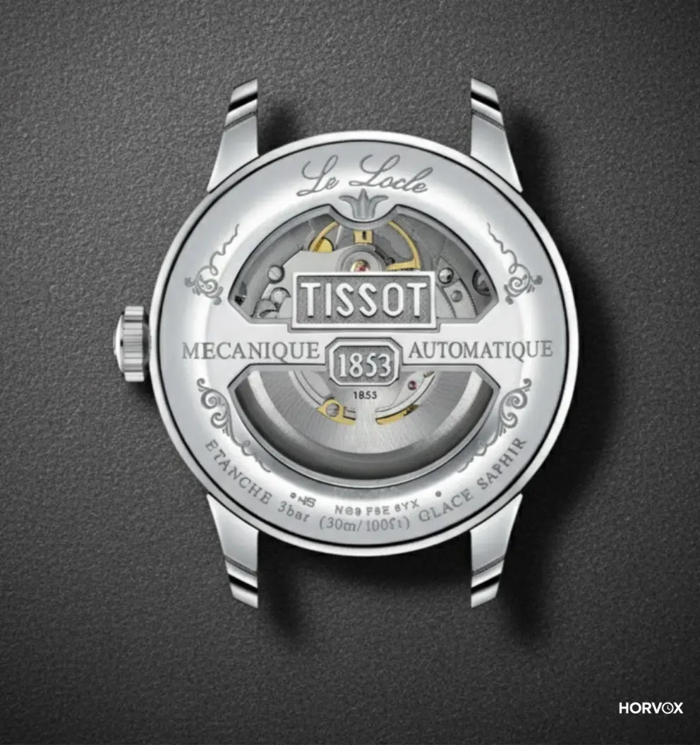 Tissot Le Locle Powermatic 80’in arkadan görünümü