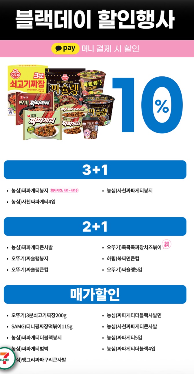 인하대 생활 할인 이벤트 - 세븐일레븐 블랙데이 할인 10%