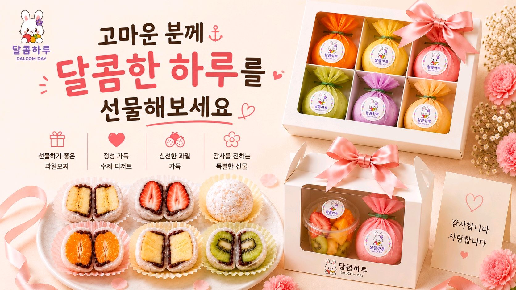 카페 할인 이벤트 - 달콤하루 - 신선한 과일디저트를 선물해보세요