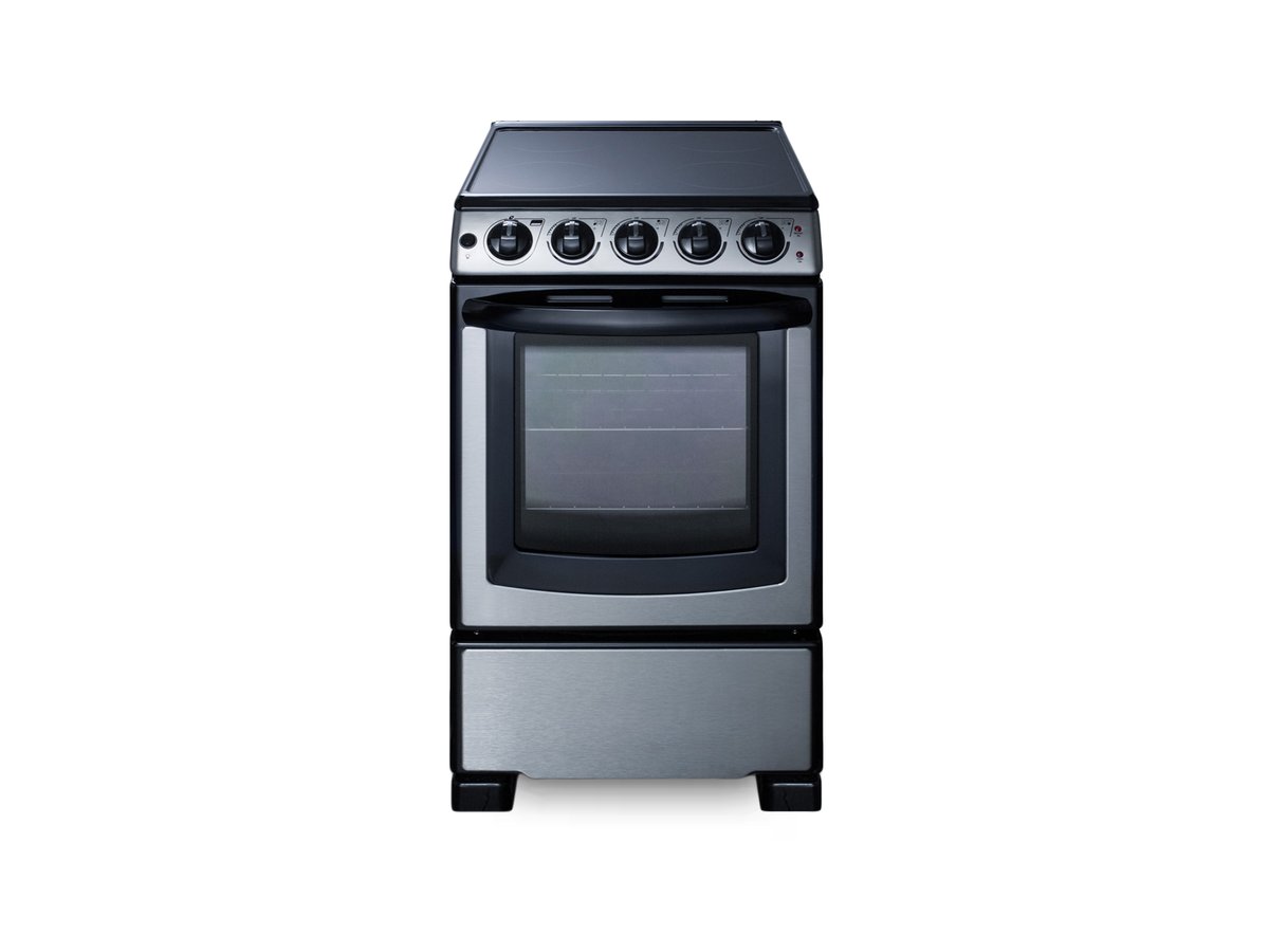Summit 20" Wide Electric Smooth-Top Range in Stainless Steel - REX2071SSRT