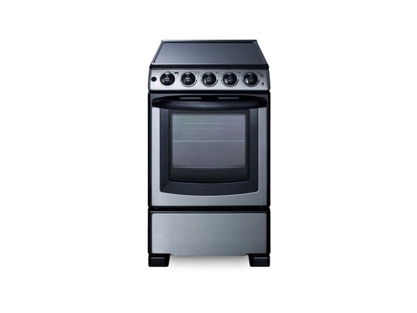 Summit 20" Wide Electric Smooth-Top Range in Stainless Steel - REX2071SSRT - Image 1