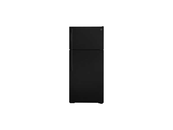 GE 28" 16.6 CU. FT. Top Freezer Refrigerator in Black - GTE17DTNRBB - Image 1