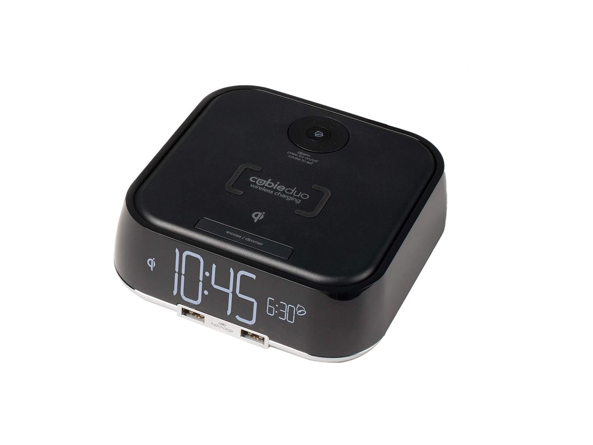 BrandStand CubieDuo Alarm clock incorporating Qi wireless charging and USB power, single-day alarm clock - BPEDO