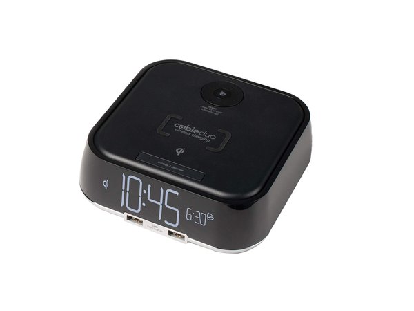 BrandStand CubieDuo Alarm clock incorporating Qi wireless charging and USB power, single-day alarm clock - BPEDO - Image 1