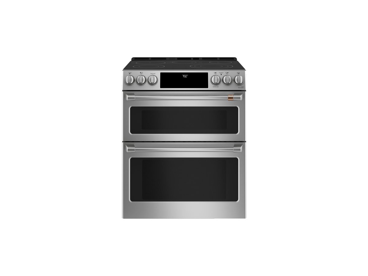 Café 30" Smart Slide-In, Front-Control, Radiant and Convection Double-Oven Range - CES750P2MS1