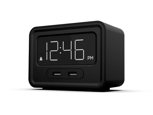Nonstop Station E Hotel Alarm Clock with Dual USB Outlets - NSE-BK - Image 1
