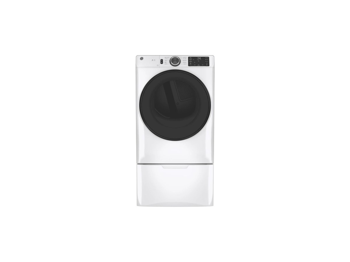 GE 28" 7.8 CU. FT. Capacity Smart Front Load Electric Dryer with Sanitize Cycle - GFD55ESSNWW