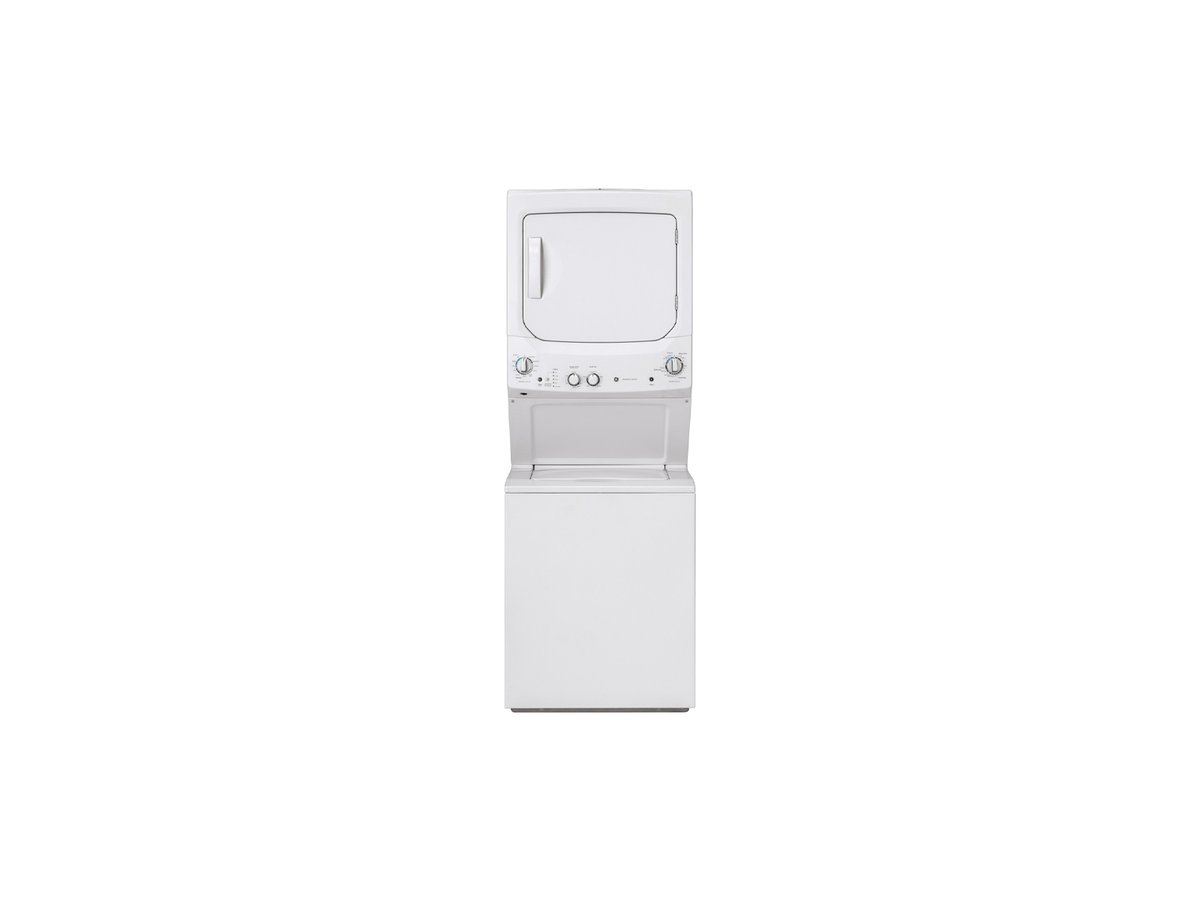 GE Unitized Spacemaker® 3.8 cu. ft. Capacity Washer with Stainless Steel Basket and 5.9 cu. ft. Capacity Long Vent Electric Dryer - GUV27ESSMWW