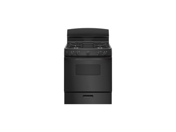 GE 30" Free Standing Front Control Gas Range in Black - JGBS10DEMBB - Image 1