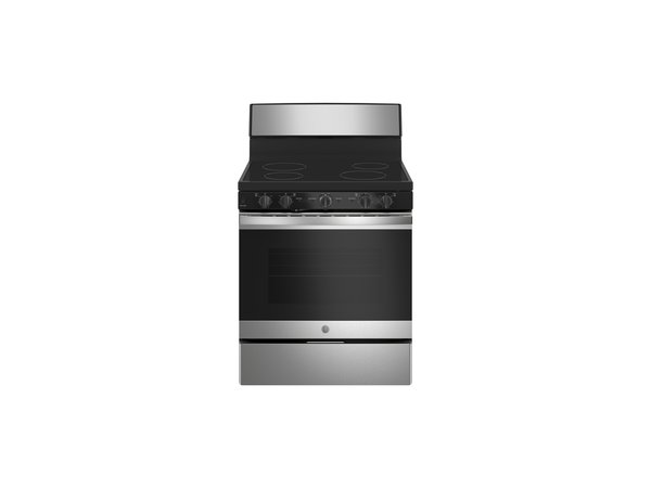 GE 30” Freestanding Electric Radiant Smooth Cooktop Range in Stainless Steel - JB480SMSS - Image 1