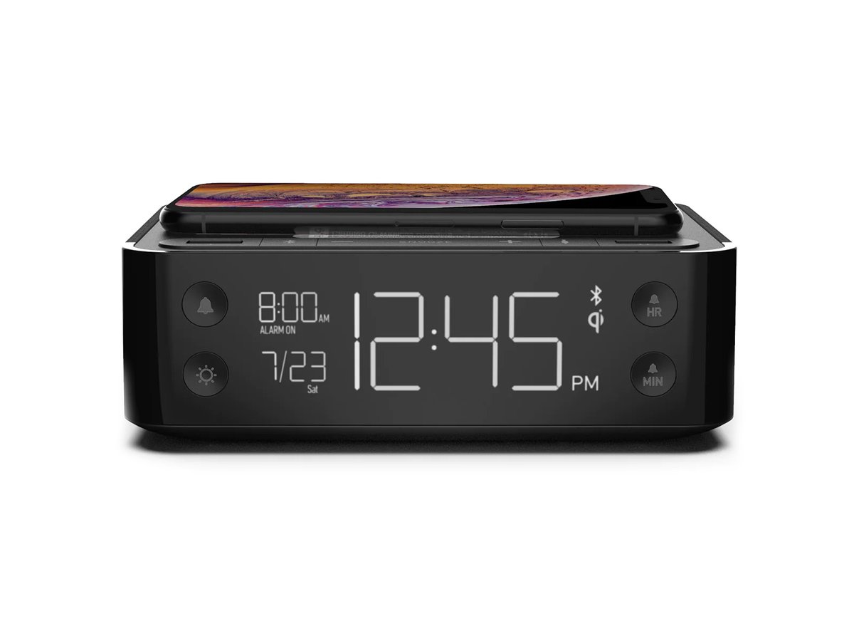 Nonstop Station A Hotel Alarm Clock With Qi Wireless Charging, Dual USB Outlets, and Bluetooth Speake - NSA-BK, NSA-WF, NSA-WFB
