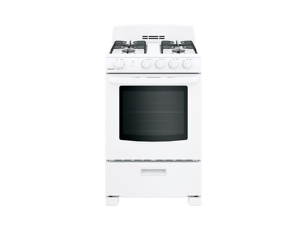 Hotpoint 24" Front-Control Free-Standing Gas Range with Large Window - RGAS300DMWW