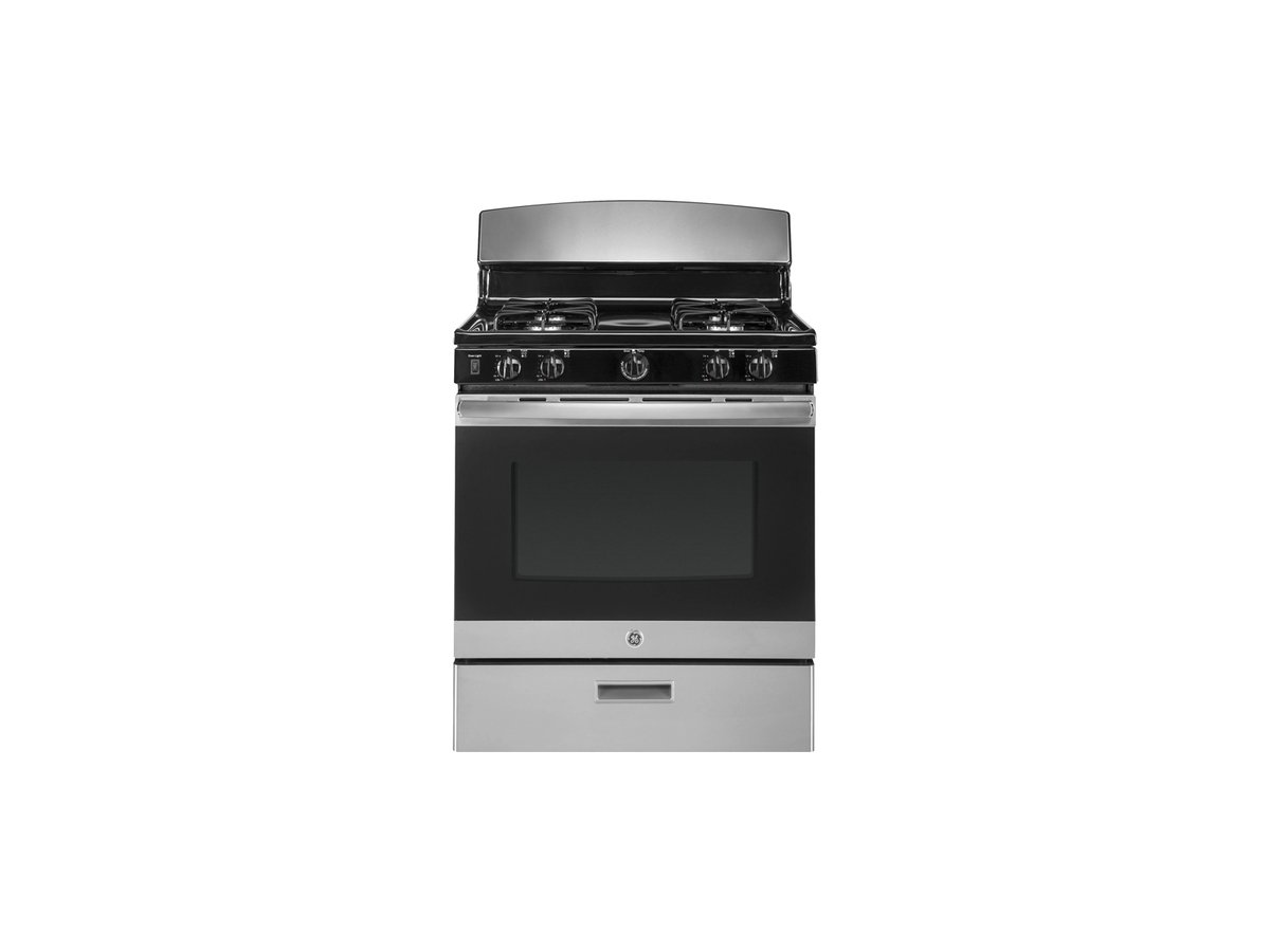 GE 30" Freestanding Front Control Gas Range  in Stainless Steel - JGBS30REKSS