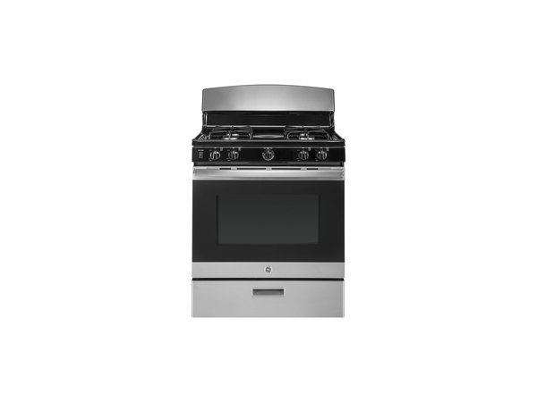 GE 30" Freestanding Front Control Gas Range  in Stainless Steel - JGBS30REKSS - Image 1