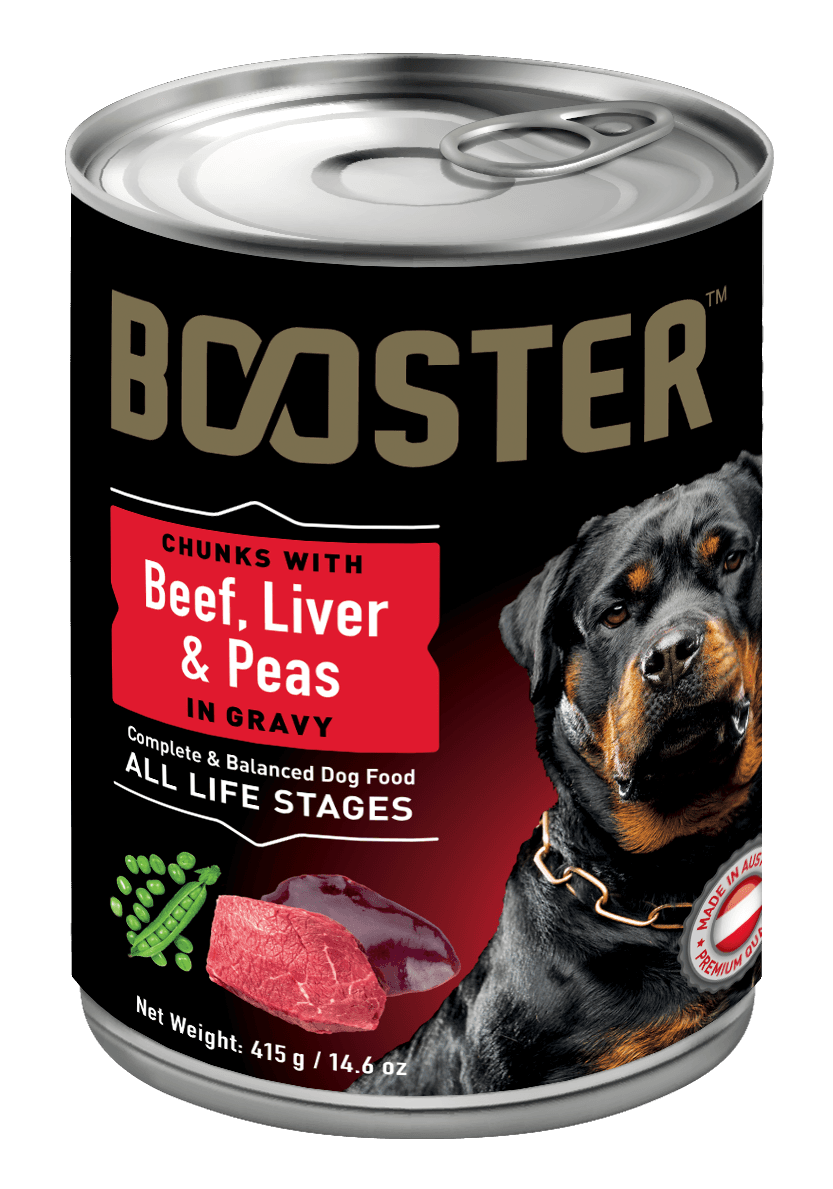 Pack Booster Canned Wet Food Beef, Liver and Peas for all life stages